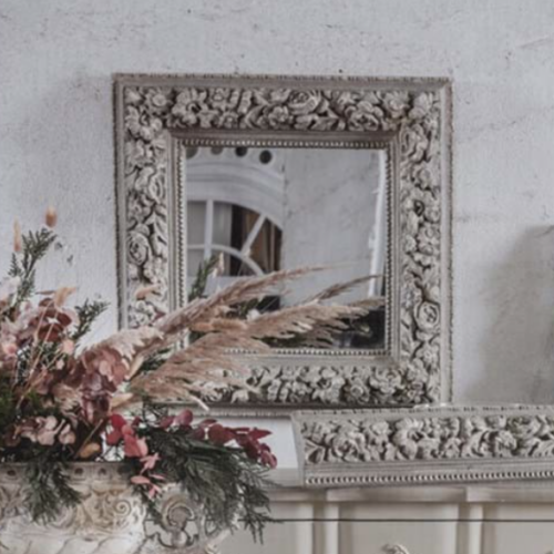Antique Floral Mirror Frame
